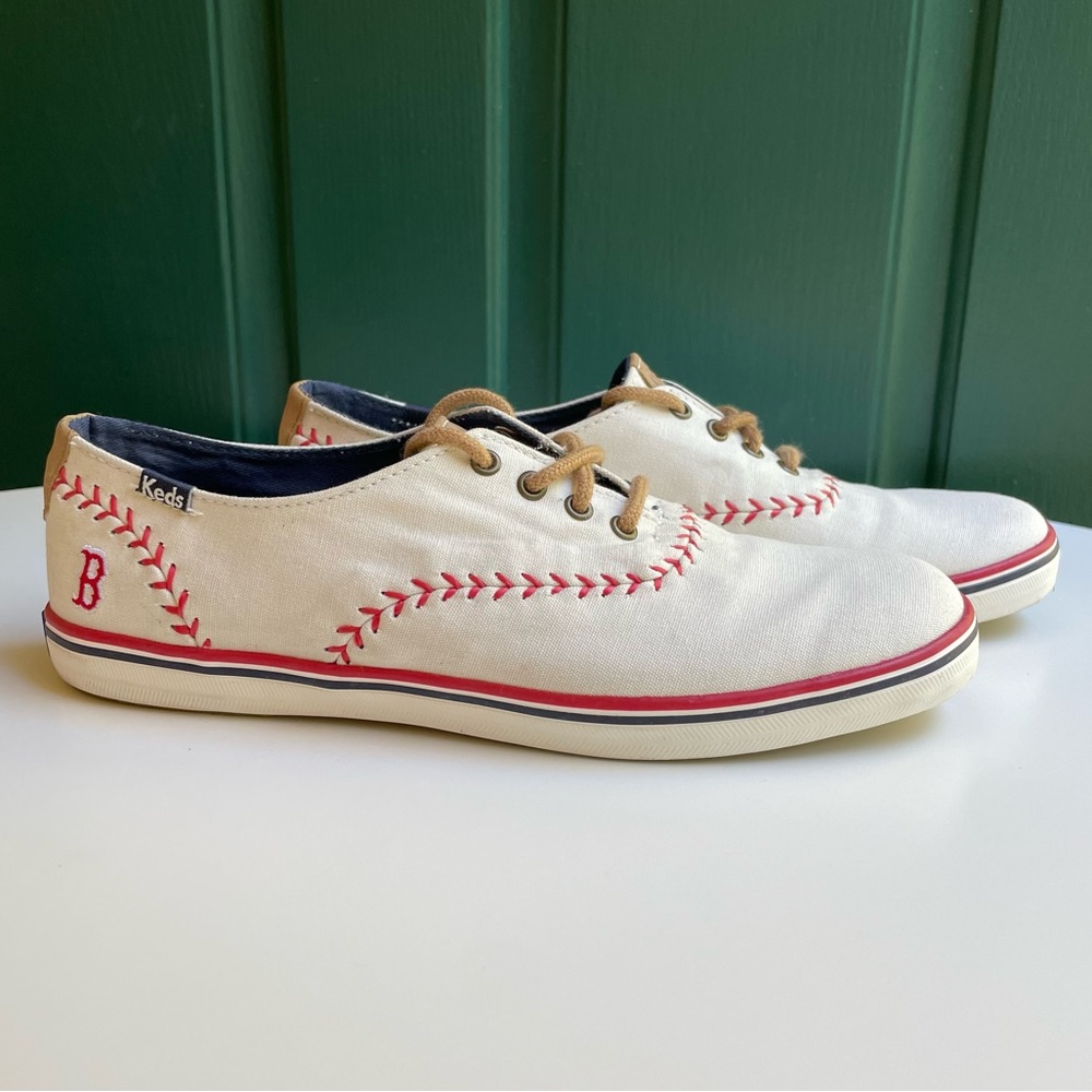 Keds Baseball Boston Red Sox Women’s Sneakers Lace Up White Shoes 7 - Picture 4 of 15